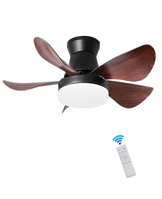 Simplie Fun Modern 28" Ceiling Fan with Light and Remote