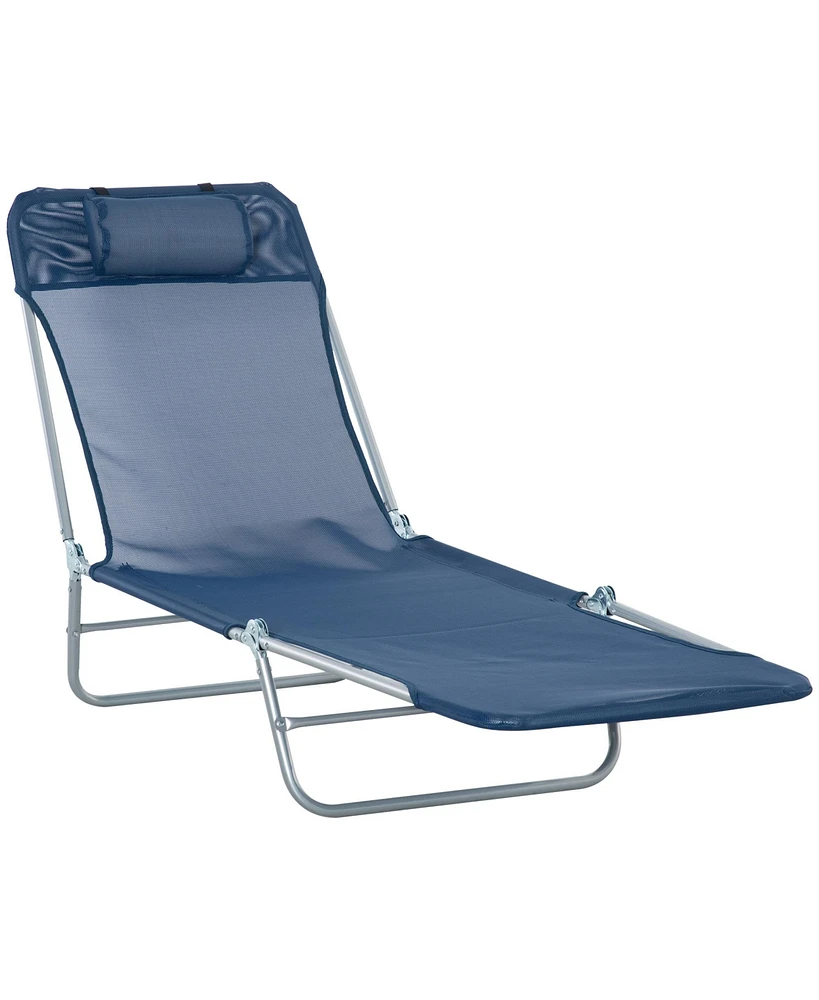 Simplie Fun Blue Folding Chaise Lounge Chair with 6 Reclining Positions