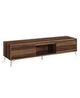 Simplie Fun Raceloma Tv Stand, Led, Walnut Chrome Finish