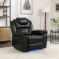 Streamdale Furniture Home Theater Seating Manual Recliner Chair With Led Light Strip For Living Room