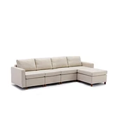 Simplie Fun 4-Seat Sectional with Ottoman, Cream