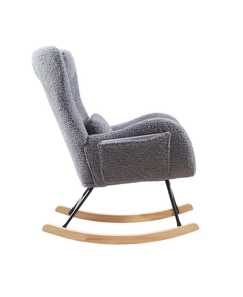 Simplie Fun Rocking Chair Nursery, Modern Rocking Chair With High Backrest