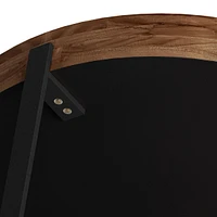 33.86"Modern Retro Splicing Round Coffee Table, Fir Wood Table Top With Black Cross Legs Base