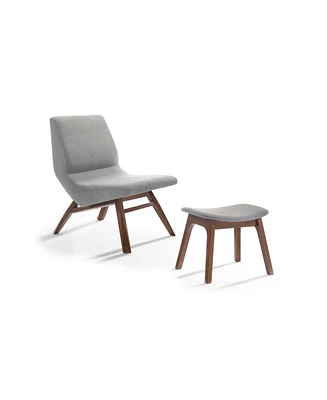 Simplie Fun Whitney Modern Grey Walnut Accent Chair Ottoman