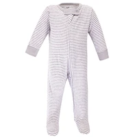 Touched by Nature Baby Boys Organic Cotton Zipper Sleep and Play 3pk, Gray Woodland, 6-9 Months