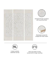 Streamdale Furniture White Mandala Triptych 3-Piece Dimensional Resin Canvas Wall Art Set