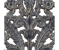 Botanical Panel Distressed Carved Wood 2-Piece Wall Decor Set