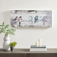 Streamdale Furniture Perched Birds Hand Painted Wood Plank Panel Wall Decor