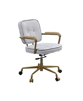 Simplie Fun Seicross Office Chair in Vintage like White Top Grain Leather