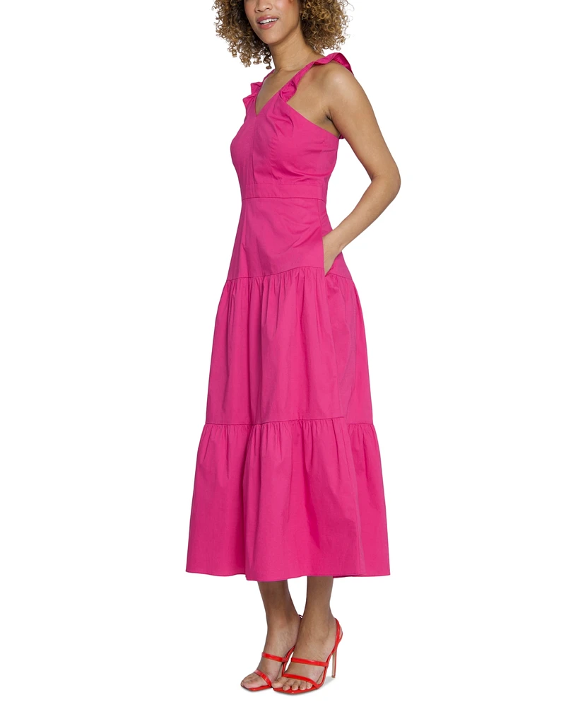 Maggy London Women's Sleeveless Flutter-Strap Dress