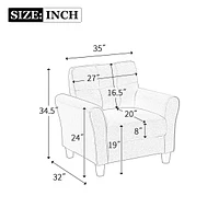35" Modern Living Room Armchair Linen Upholstered Couch Furniture For Home Or Office