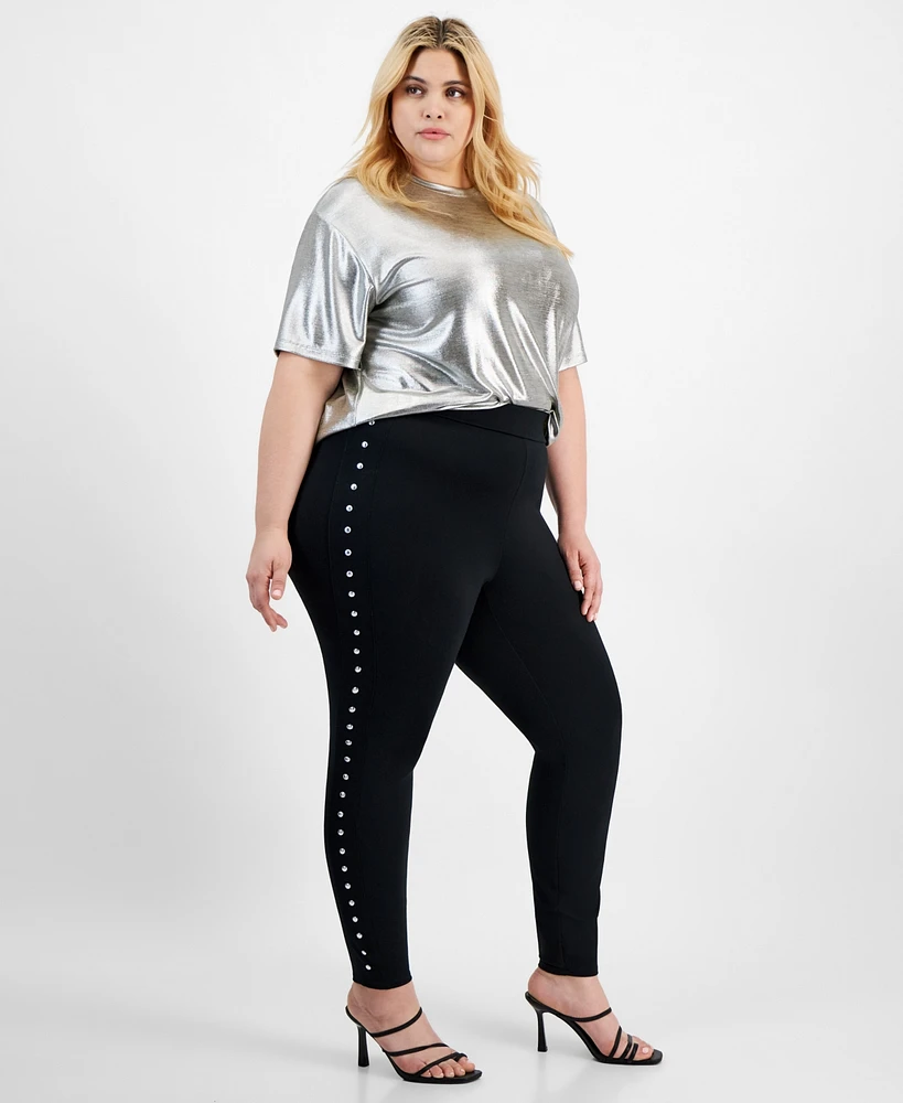 Bar Iii Plus Side-Studded Leggings, Created for Macy's