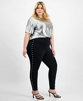 Bar Iii Plus Side-Studded Leggings, Created for Macy's