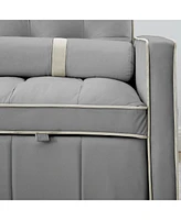 Modern 55.5" Pull Out Sleep Sofa Bed 2 Seater Loveseats Sofa Couch With Side Pockets