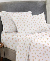 California Design Den King Floral Sheet Set, 4 Pc Soft 100% Cotton Sateen, Piece Deep Pocket Sheets & Pillowcase Set - Chic