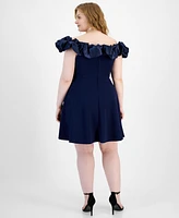 B Darlin Trendy Plus Ruffled Off-The-Shoulder Dress