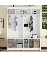 Modern White Hall Tree with Storage Space