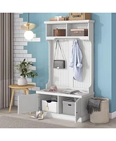 Streamdale Furniture White Hall Tree with Storage Bench and Coat Rack