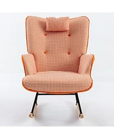 Soft Houndstooth Rocking Chair for Nursery