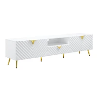 Simplie Fun Gaines Tv Stand, White High Gloss Finish