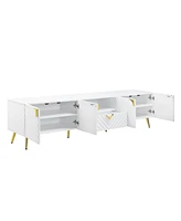 Simplie Fun Gaines Tv Stand, White High Gloss Finish