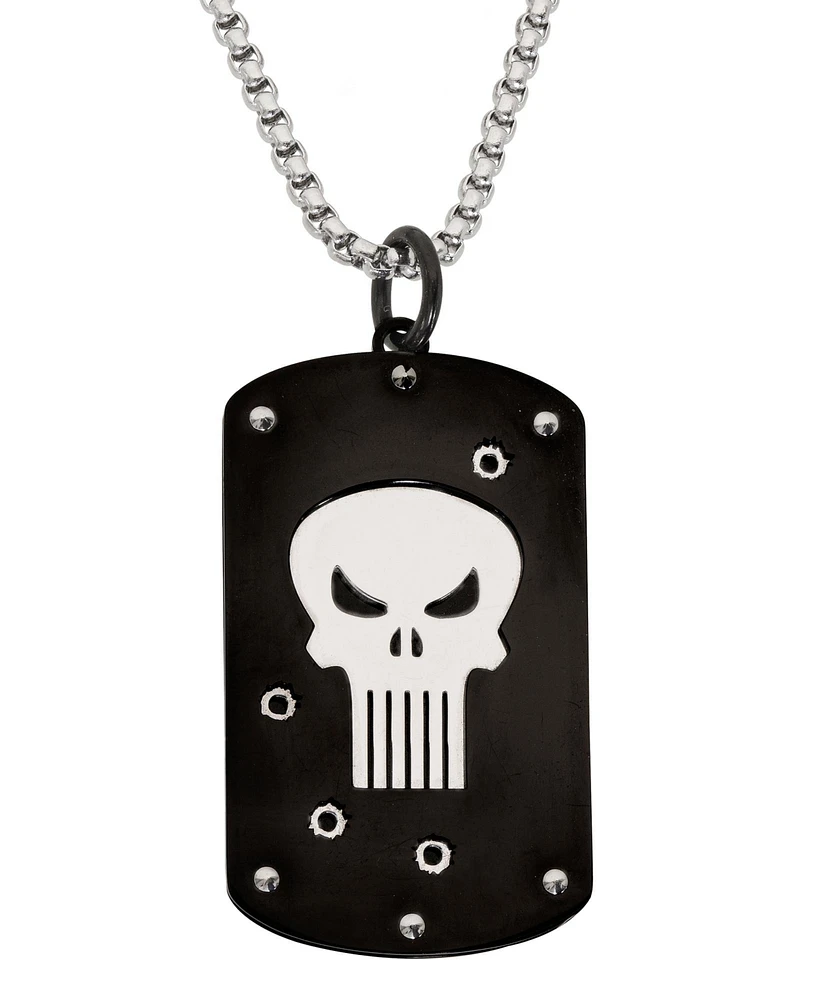 Marvel The Punisher Stainless Steel (316L) Pendant, 22'' Box Chain