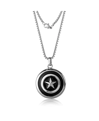 Marvel Captain America Stainless Steel (316L) Shield Pendant, 22'' Chain