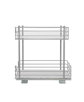 Household Essentials Glidez Steel Pull-Out/Slide-Out Storage Organizer with Plastic Liners for Under Cabinet or Wire Shelf 2-Tier Design