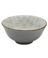 Tabletops Unlimited 6" Wave Embossed Stoneware Ramen Noodle Bowls, Set of 2