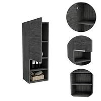 Mila Bathroom Cabinet, Two Interior Shelves, Two External Shelves, Single Door Cabinet - Smokey Oak
