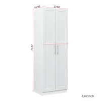 High Wardrobe And Kitchen Cabinet With 2 Doors And 3 Partitions To Separate 4 Storage Spaces