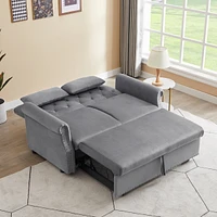 Streamdale Furniture 55" Modern Shiny Velvet Convertible Loveseat Sleeper Sofa Couch with 2 Lumbar Pillows