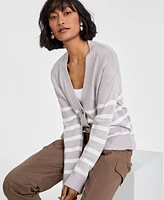 On 34th Women's V-Neck Striped Cardigan