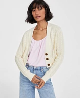 On 34th Women's Cropped V-Neck Cable-Knit Cardigan, Created for Macy's