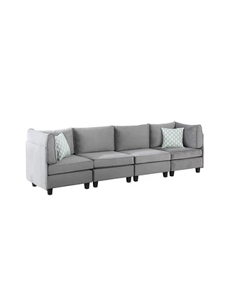 Simplie Fun Zelmira Gray Velvet 4 Piece Sofa