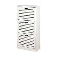 Streamdale Furniture White Wooden Shoe Cabinet with 3 Flip Doors