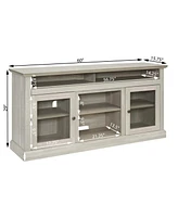 Modern Tv Stand with Fireplace Insert, Stone Gray, 60" W