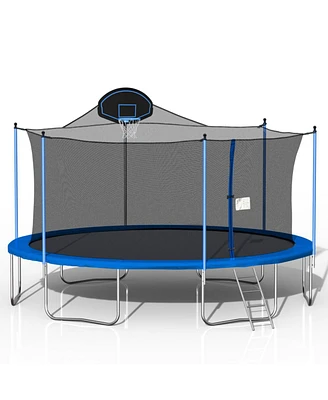 Simplie Fun 16FT Trampoline(Blue) With Board, Metal