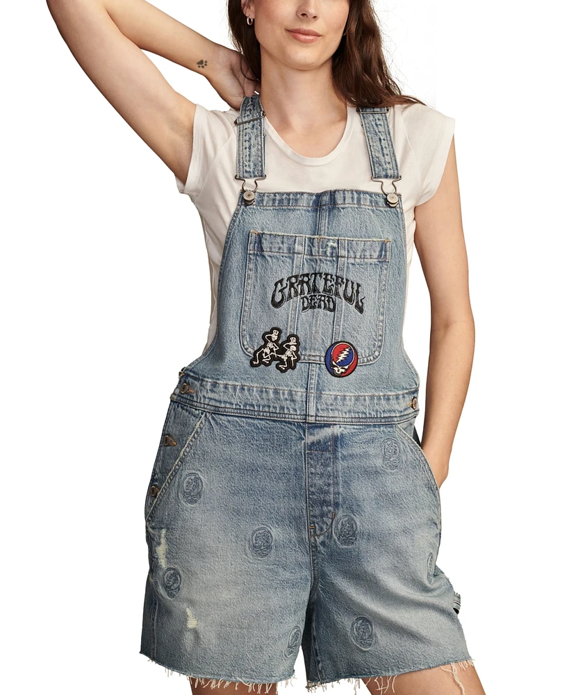 Lucky Brand Women's Grateful Dead Cutoff Shorts Overalls