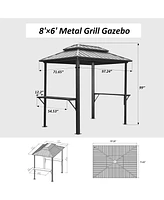 Streamdale Furniture Aluminum Bbq Gazebo with Shelves Serving Tables