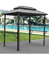 Streamdale Furniture Aluminum Bbq Gazebo with Shelves Serving Tables