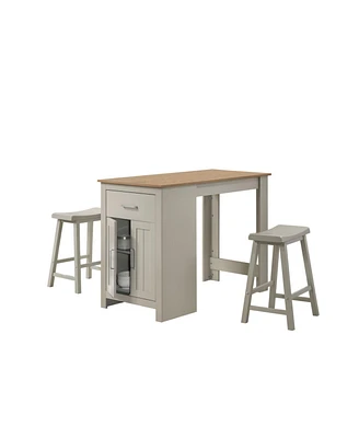 Simplie Fun Small Space Counter Height Dining Set with Storage & Stools