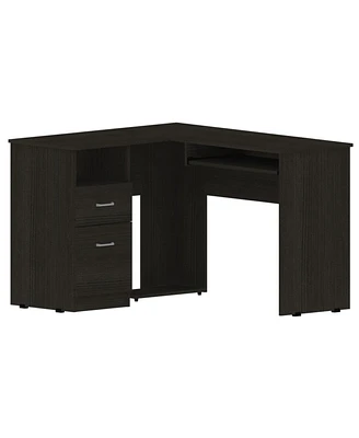 Streamdale Furniture Glendale 2-Drawer 1-Shelf L-Shaped Computer Desk Black Wengue