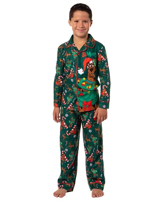 Scooby-Doo Boys' Christmas Character Tree Reindeer Button Sleep Pajama Set Kids