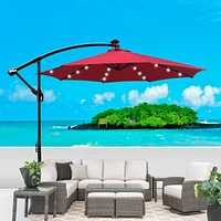 Simplie Fun 10 Ft Outdoor Patio Umbrella Solar Powered Led Lighted 8 Ribs Umbrella With Crank