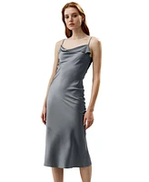 Lilysilk Women's Cowl Neck Oblique-layered Silk Dress for Women