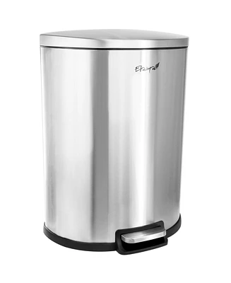 Elama 50Litter 13 Gallon Half Circle Stainless Steel Step Trash Bin with Slow Close Mechanism in Matte Silver