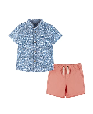 Andy & Evan Toddler/Child Boys Shark Print Buttondown and Shorts Set