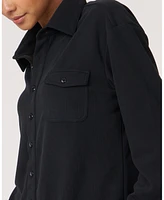 Rebody Active Women's Retreat Waffle Button Down Shirt For Women