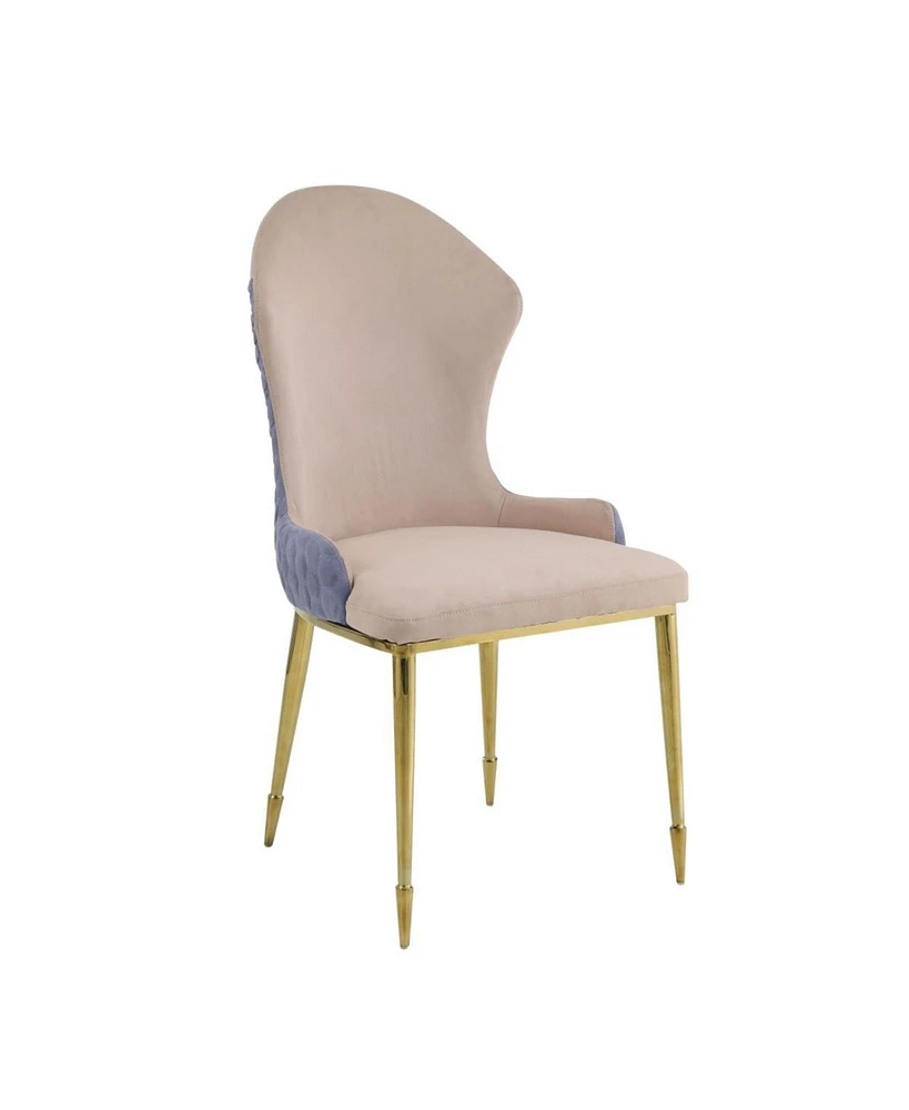 Simplie Fun Caolan Side Chair (Set of 2), Tan, Lavender Fabric & Gold